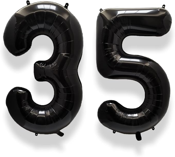 AULE 40 Inch Black Number Balloon 35 Foil 0-9 Birthday Big Numbers | Birthday by AULE