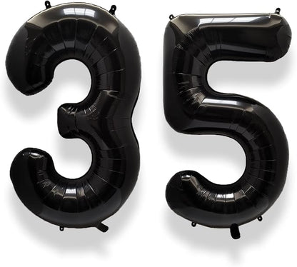 AULE 40 Inch Black Number Balloon 35 Foil 0-9 Birthday Big Numbers | Birthday by AULE