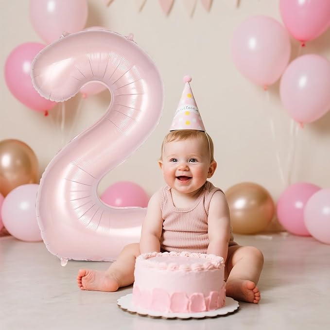 Light Pink Number 2 Balloon, 40 Inch Giant Mylar Number Balloons, Large Foil - Image 5