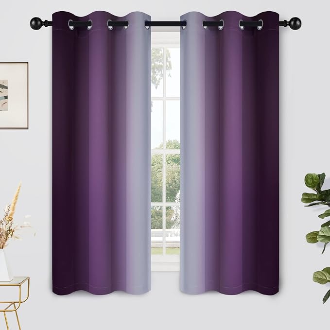 Yakamok Ombre Curtains Purple and Greyish White by Yakamok