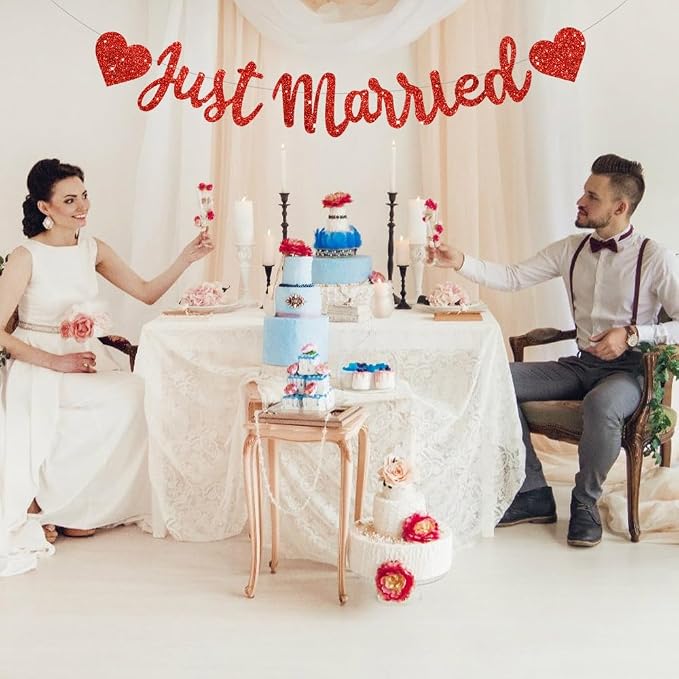 BEISHIDA Red Just Married Banner - Image 5