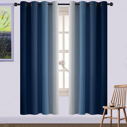 Yakamok Ombre Curtains Blue and Greyish White by Yakamok