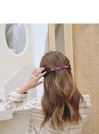 Fsmiling Small Hair Barrettes for Women, 4pcs Tortoise Acetate Automatic Clips for Thin Hair