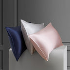 Oeko-TEX Certified Navy Silk Pillow Cases Queen Made in USA, 22 Momme, 100% Natural Mulberry Silk Pillowcase for Women Hair and Skin, Organic (Navy Blue, Queen)