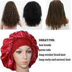 VEYRNEIC Hair Satin Bonnet for Sleeping Shower Caps Silk Chemo Caps with Wide Elastic Band Night Sleep Cap Bonnets for Black Women Braids with Satin Storage Bag (Wine Red)