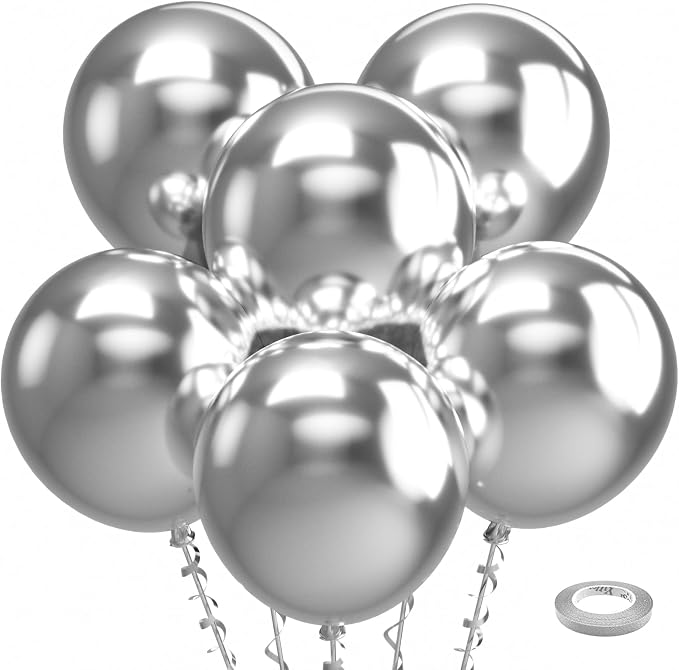 Bezente Metallic Silver Balloons 18 Inch by Bezente