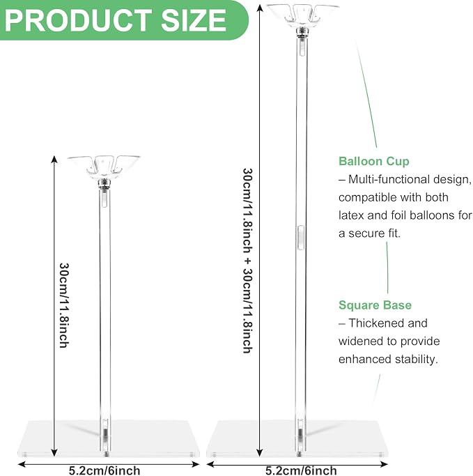 10 Pack Clear Acrylic Balloon Stands - Image 2