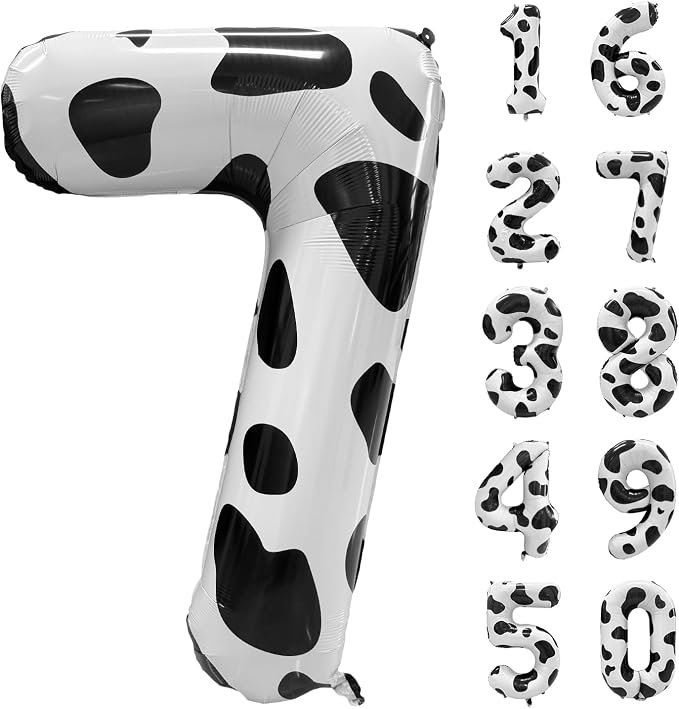 Cow Print Number Balloons, Large Foil Number 7 Balloon 40 Inch Cow Balloon by Yeodong