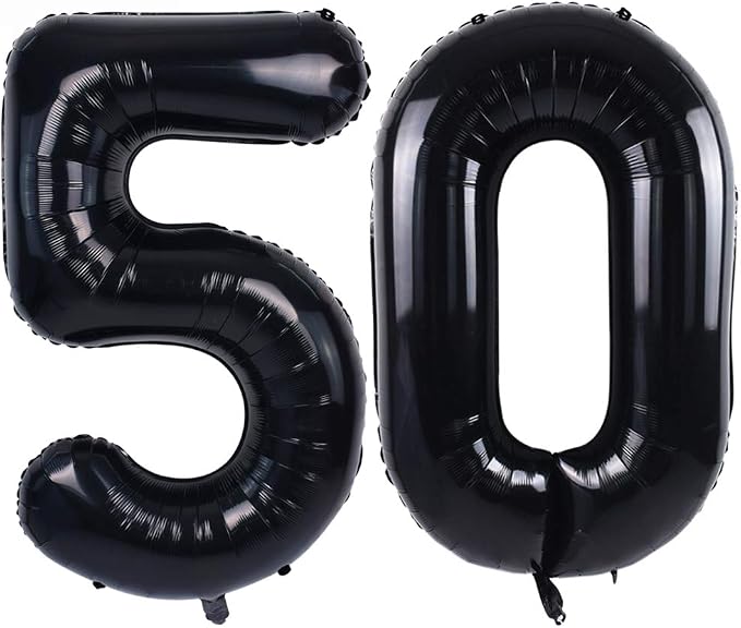TONIFUL 40 Inch Black Number 50 Balloon Large Foil 50th Birthday Decoration | by TONIFUL