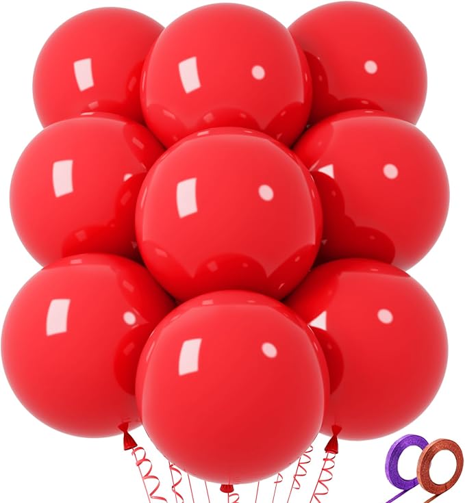 32Pcs Red Big Balloons 18 Inch, Round Large Latex Party Balloons by Qikoolaa