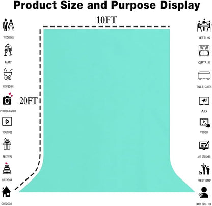 Turquoise Photography Backdrop for Photoshoot, Fabric 10x20ft | Polyester - Image 3