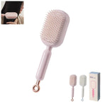 Retractable Cushion Massage Comb Brush, Pull Ring Cushion Massage Brush, Anti-Static Easy-Clean Massage Comb, Portable Travel, Smooth Clean Detangling Comb for All Hair Types(Pink)