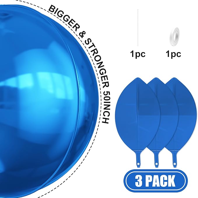 50 Inch Giant Dark Blue Round Foil Balloons - Image 3