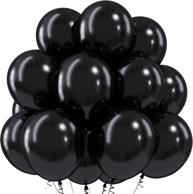 Black Balloons 50Pack 12 Inch Black Latex Party Balloons by Togvu
