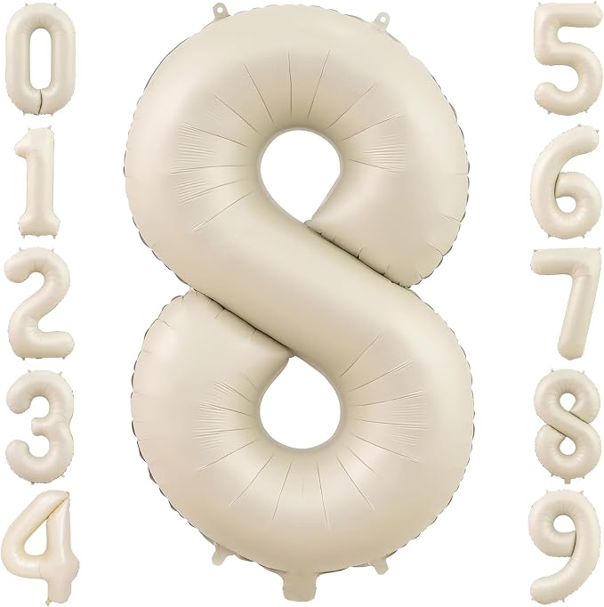 40 Inch Cream Foil Number 8 Balloon by TNCDJKPA
