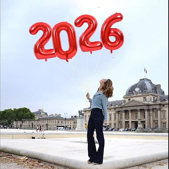 TONIFUL 2026 Graduation Balloons 42Inch Red 2026 Number Balloons Aluminum Foil - Image 3
