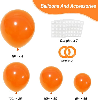 RUBFAC 135pcs Orange Balloons Different Sizes 18 12 10 5 Inches, Burnt Orange - Image 2