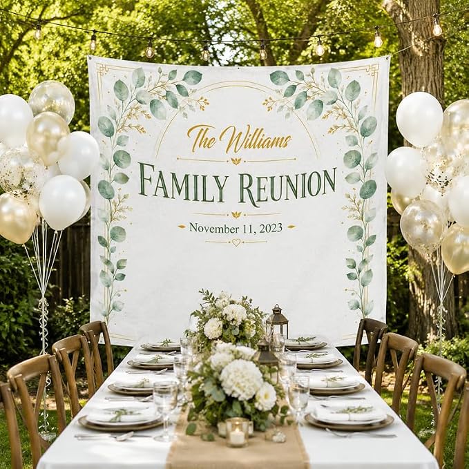 Family Reunion Banner Rustic Floral Design Customized - Image 2