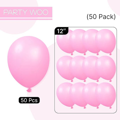 PartyWoo Pink Balloons 50pcs 12 Inch Matte Pink Balloon Arch Kit - Image 6