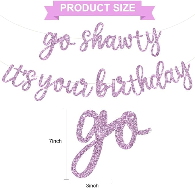 BEISHIDA Light Purple Go Shawty It's Your Birthday Banner - Image 3