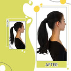 RUNATURE Human Hair Ponytail Extension, Off Black Ponytail Hair Extensions Real Human Hair, Soft Straight Hair for Women, Natural Ponytail Hairpiece, Add Length 12 Inch 70g #1B Off Black