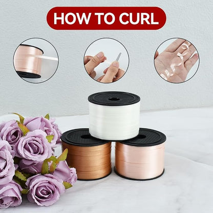 TONIFUL Nude Beige Caramel Curling Ribbon Balloon String Gift Wrapping | 600 - Image 4