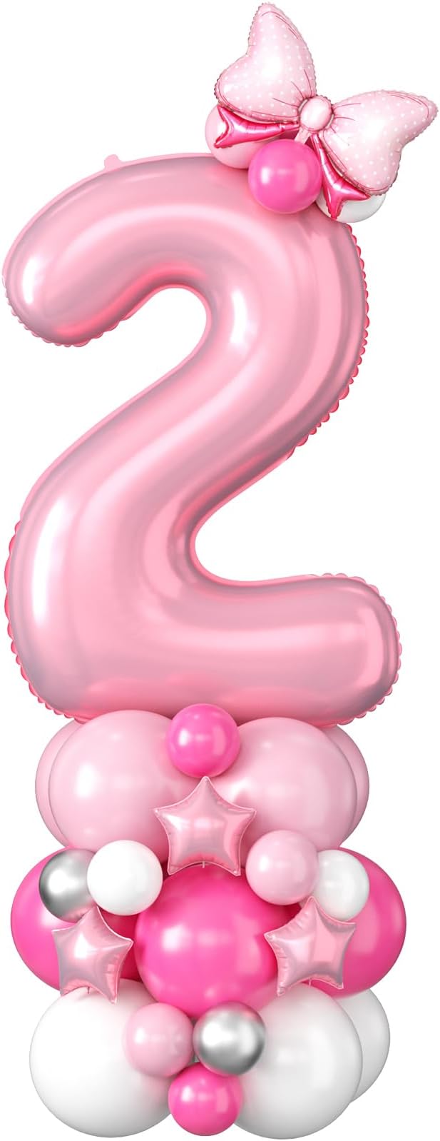 40 Inch Pink Number 2 Balloon for 2nd Birthday Decoration Pastel Baby Pink by Domgoge