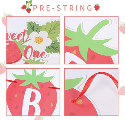 SUNBEAUTY Strawberry Happy Birthday Banner, Berry Sweet Red Fruit Party Hanging - Image 5