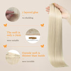 DOORES Clip in Hair Extensions Human Hair, Platinum Blonde 130g 7pcs 18 Inch, Virgin Human Hair Clip in Extensions Silky Straight Weft