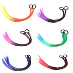 Colored Braids Hair Extensions with Rubber Bands Rainbow Braided Synthetic Hairpieces Ponytail Hair Accessories for Women Kids Girls Party Highlights Cosplay Dress Up (12PCS B Style)