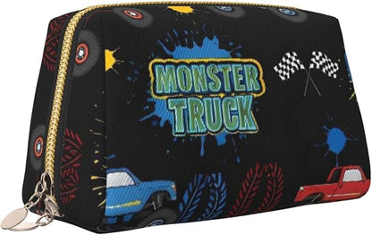 Monster Truck Car Leather Makeup Bag Cosmetic Pouch Portable Travel Toiletry - Image 2
