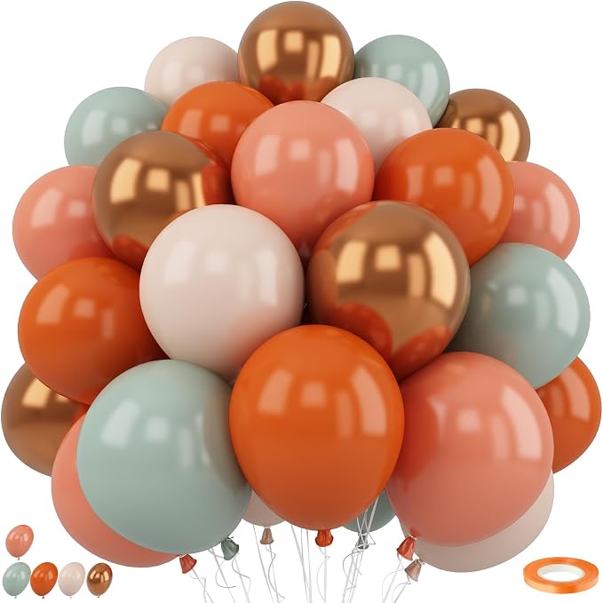 Fall Balloons Burnt Orange Green Gold Balloon Set by HILAVO
