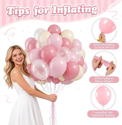 FunHot Dusty Pink Balloons, Blush Balloons, 12 Inch Apricot Transparent Latex - Image 7