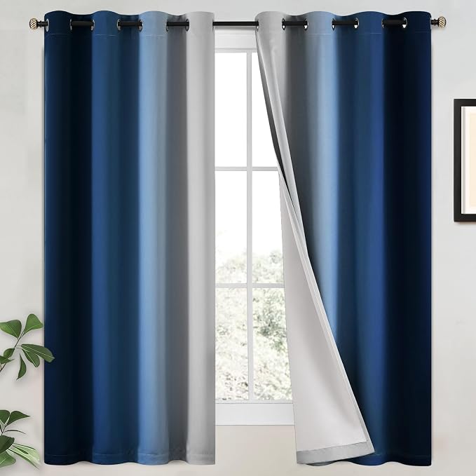 Yakamok 100% Blackout Curtains Ombre Blue Curtains by Yakamok