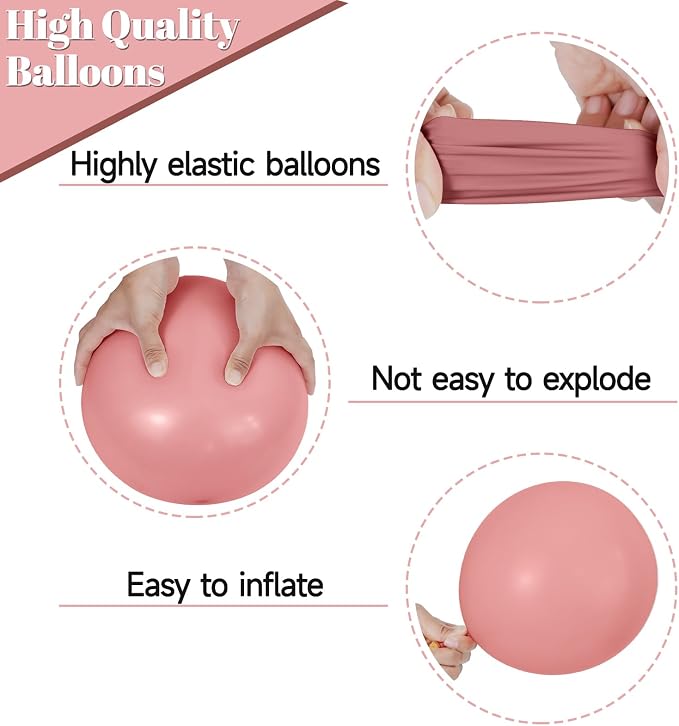 68 Pcs Retro Pink Nude Party Balloons 12Inch Dusty Pink Metallic Rose Gold - Image 3