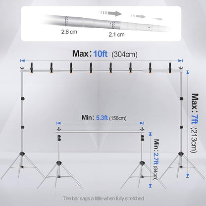 EMART Backdrop Stand 10x7ft Photo Studio Adjustable Background Stand Support kit - Image 3