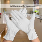 Disposable Gloves Large, Nitrile and Vinyl Blend Material Gloves, Latex Free 4 Mil 100 Pc Food Grade Glove for Cleaning, Food Prep,Hair Dye,Tattoo, White