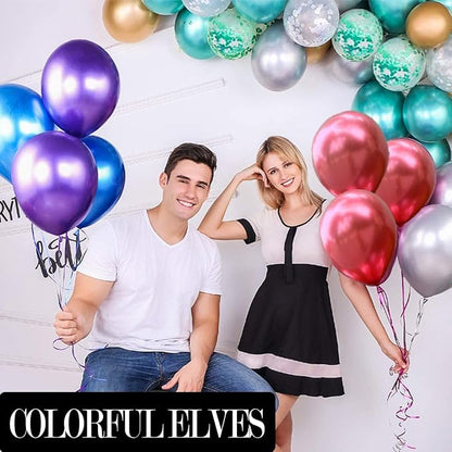 12 Inch 100 Pcs Latex Metallic Chrome Dark Purple Balloons Helium Shiny Thicken - Image 5
