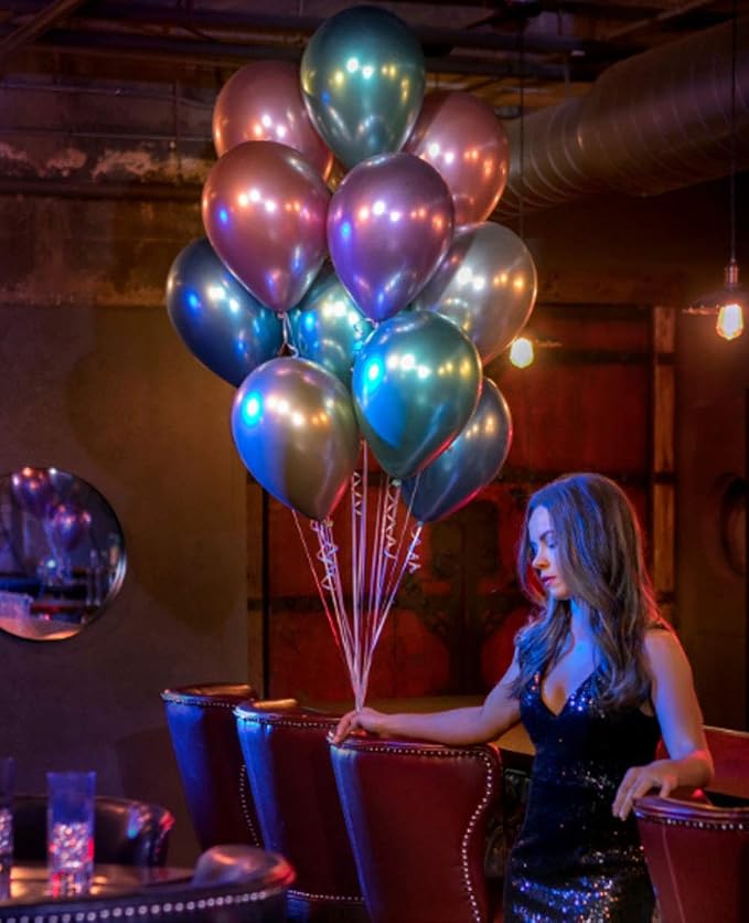 10 Inch Metallic Multicolor Balloons - Image 4