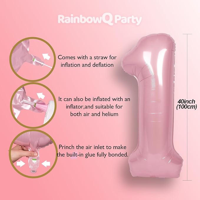 RainbowQ Pink 27 Balloon Number 40 Inch 0-40 Foil Large Balloons | Big Mylar 27 - Image 3