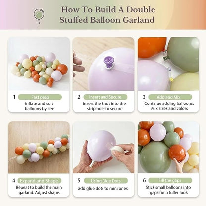 Sage Green Orange Yellow Balloon Arch Garland Kit Double Stuffed | Pale Purple - Image 5
