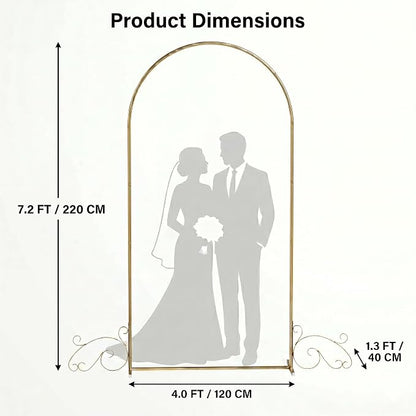 7.2FT Gold Wedding Arch Backdrop Stand, Heavy Duty Metal Half Arch - Image 3