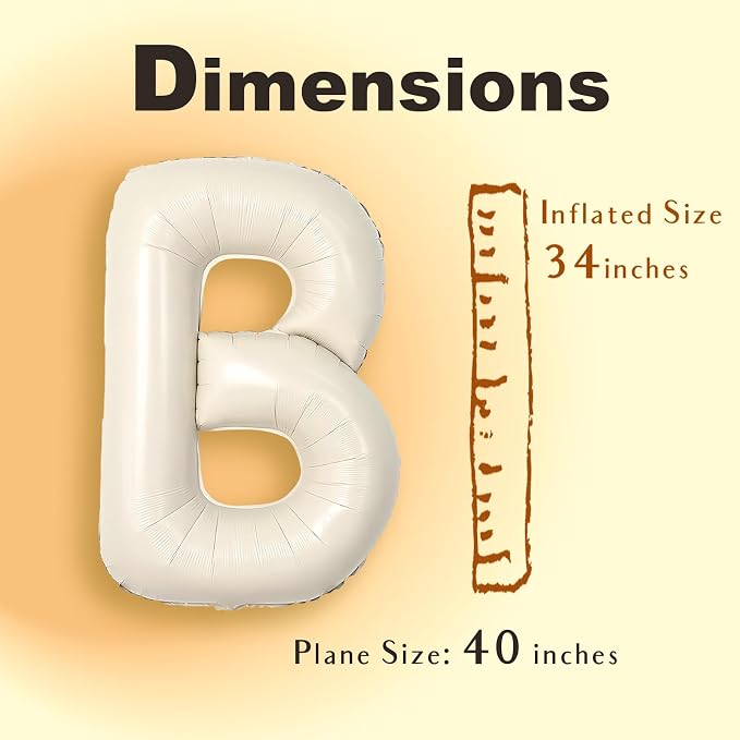 SUWEN 40 Inch Cream Large B Letter Balloons Big Foil Helium A-Z | Jumbo Mylar - Image 5