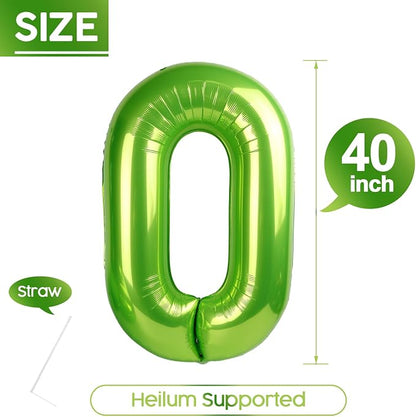0 Balloon - Light Green Birthday Number Balloons, 40 Inch Party Decorations | - Image 5
