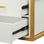 Suspended Salon Station for Hair Stylist, Wall Mounted Styling Salon Station Storage Cabinet w/2*Drawers &Hair Dryer Stand,Floating Nightstand Stylist Storage Cabinet for Home (Gold+White)