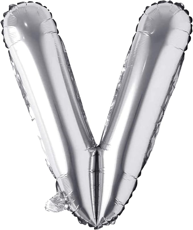 Single Aluminum Hanging Foil Film Silver Letter Balloons V 40 Inch by FFNIU