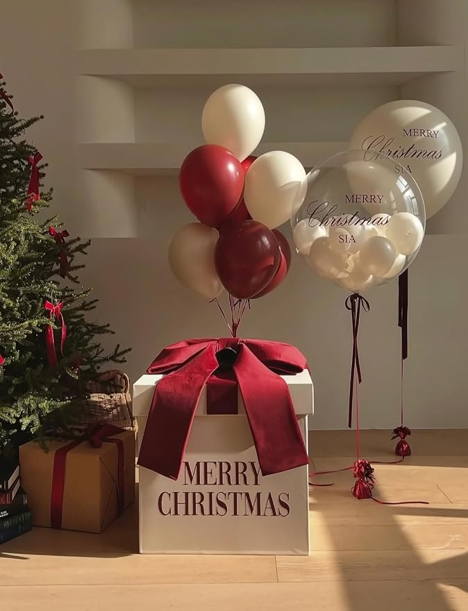 Burgundy and Gold Balloons, Metallic Gold and White Sand Latex Balloon - Image 2