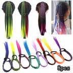 Colored Braids Hair Extensions with Rubber Bands Rainbow Braided Synthetic Hairpieces Ponytail Hair Accessories for Women Kids Girls Party Highlights Cosplay Dress Up (8PCS D Style)