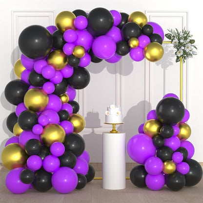 Purple Black Gold Balloon Arch Garland Kit by PASOCON