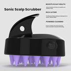 Sonic Scalp Scrubber- Electric Scalp Massager for Hair Growth, Water Resistant Vibrating Head Massager & Dandruff Removal, Scalp Exfoliator (Blue) (Black-Purple), 4.5 Ounce